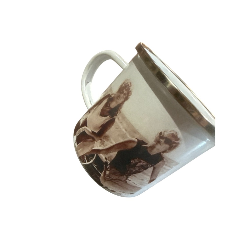 Crooked Halo Thelma and Louise Enamel Campfire Mug White Sepia Retro 90s Movie - Picture 2 of 5